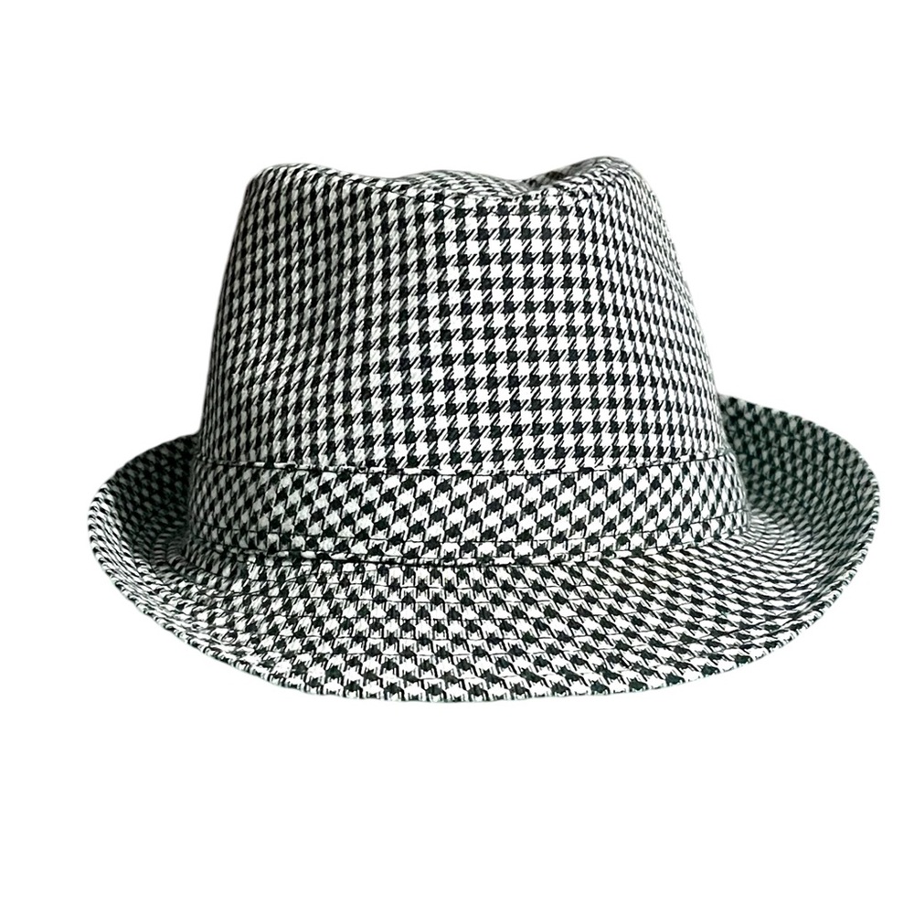 Black and white houndstooth fedora